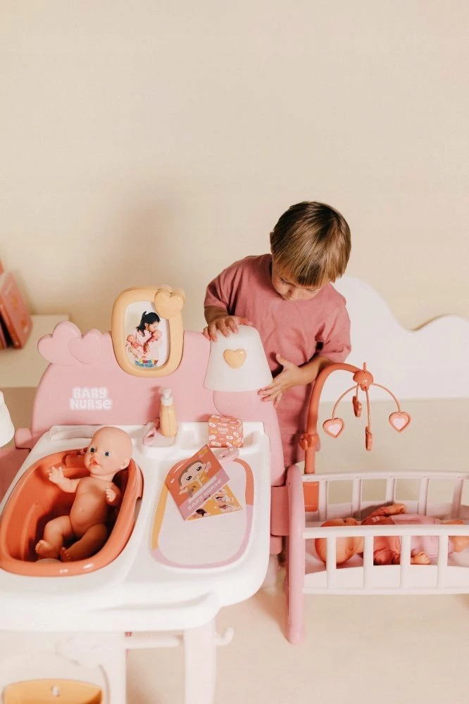 Set kënd kujdesi për kukulla Smoby Baby Nurse Care Corner 7600220394, i palosshëm me rrota