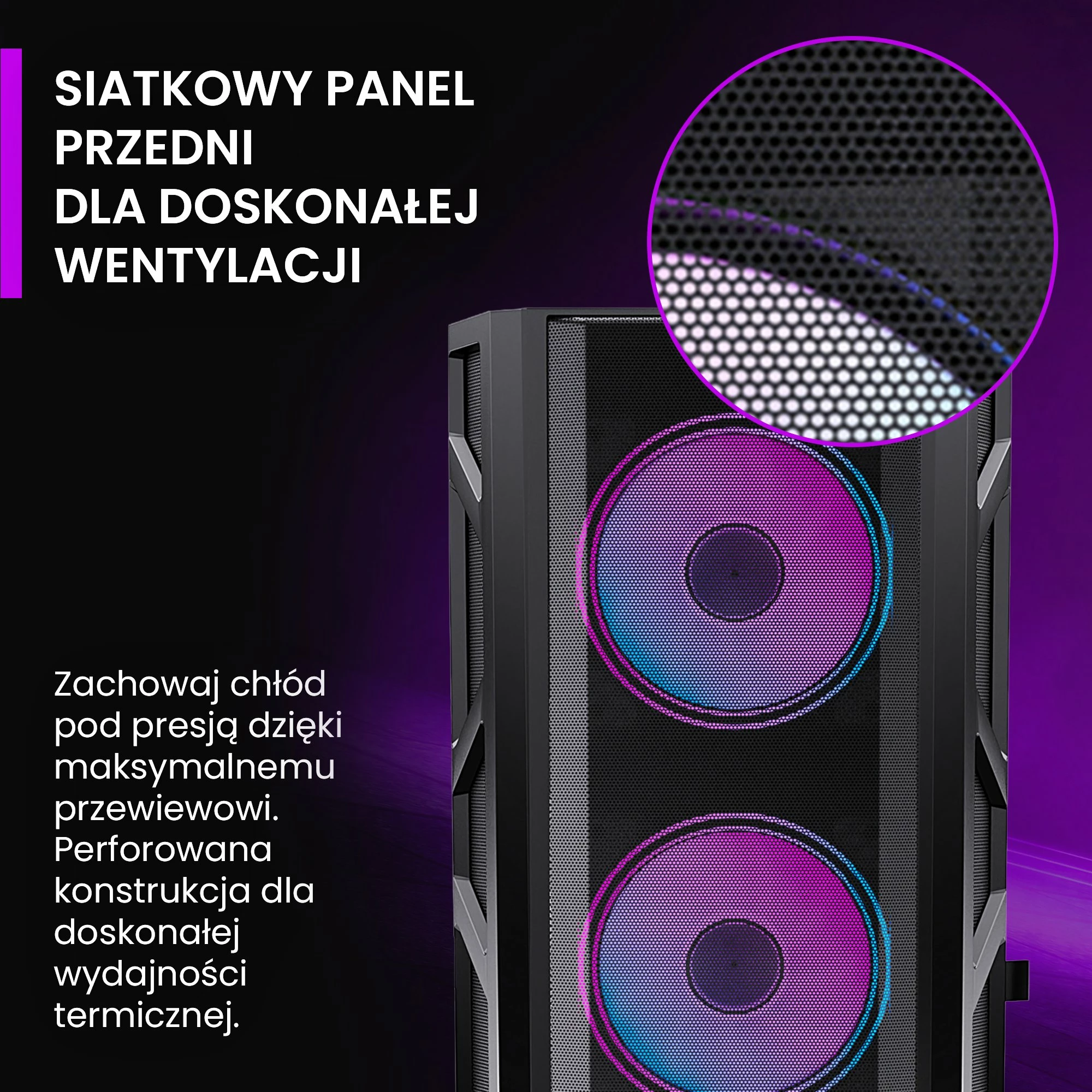Kasë PREYON Nest Meshy+ PRENMP04B Midi Tower ATX/e-ATX me 4 ventilatorë ARGB, e zezë
