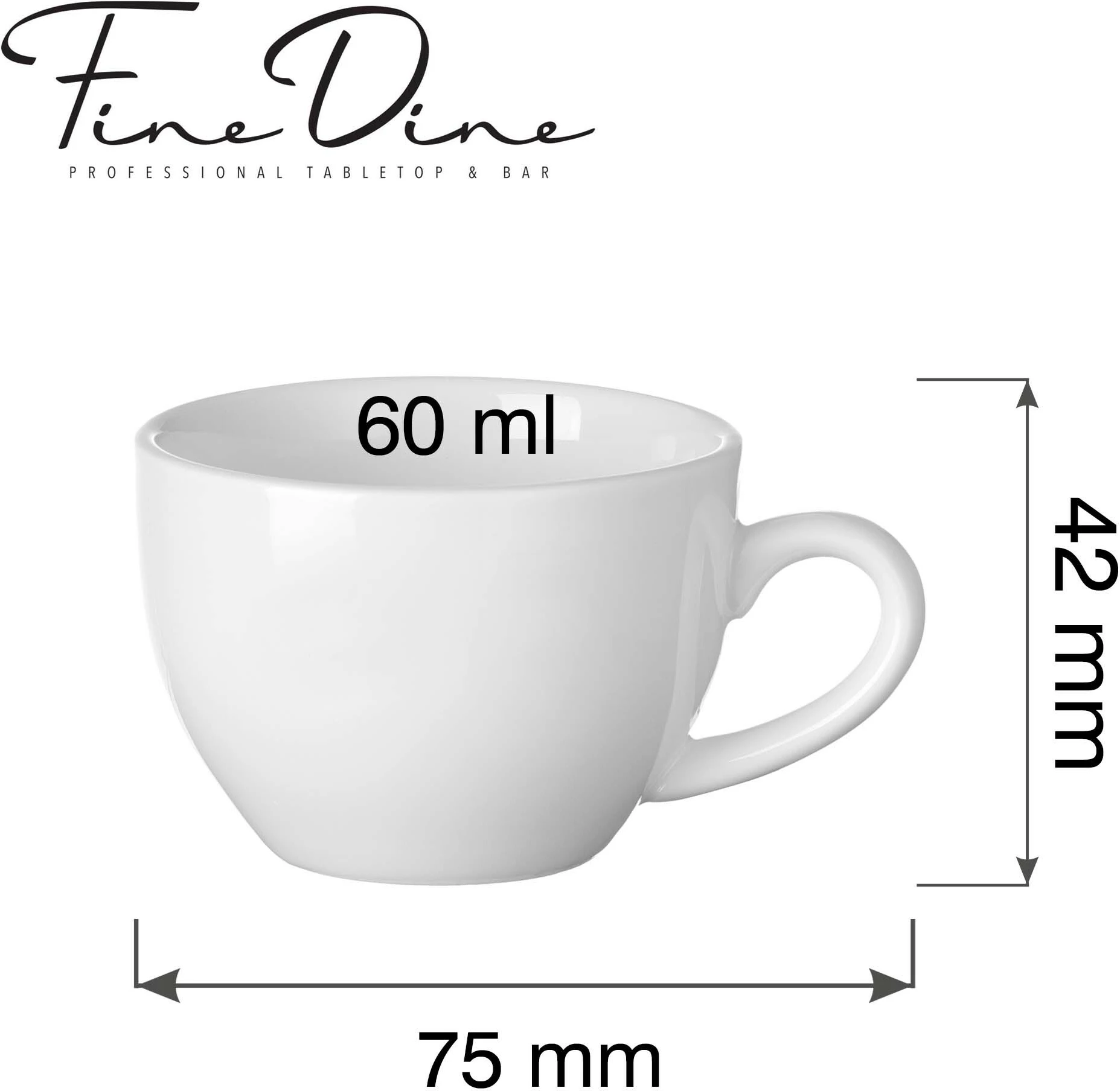 Filxhan espresso Fine Dine Pure Bianco 60 ml porcelan i vitrikuar, i bardhë, set 12 copë
