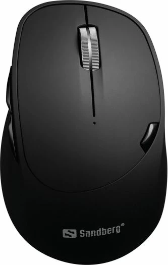 Maus SANDBERG Wireless Mouse Pro Recharge 631-02, 2.4GHz + Bluetooth 5.0, 6 butona, 1600 DPI, bateri 500mAh, e zezë, set (maus + USB receiver + kabllo USB-C)