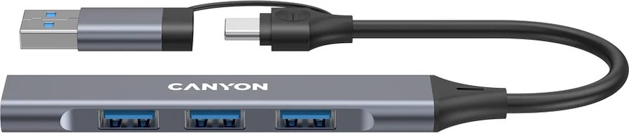 Hub USB CANYON DS-02 4in1 USB-A/USB-C 4 porta, gri