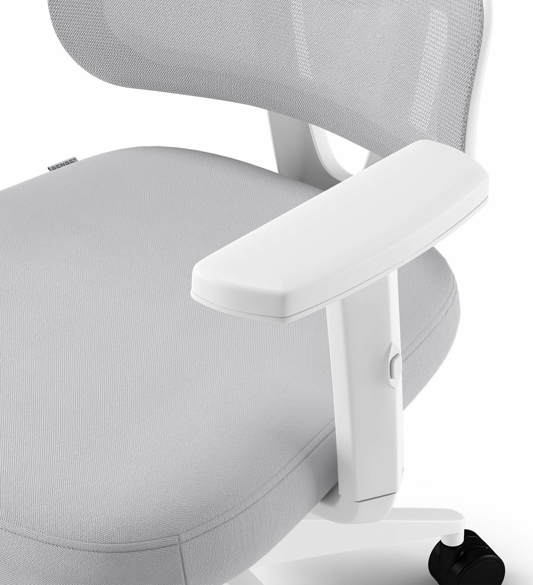 Karrige zyre SENSE7 Veno, me rrjetë ventilimi, mbështetëse qafe, rregullim lartësie 44-54 cm, me rrota, e bardhë
