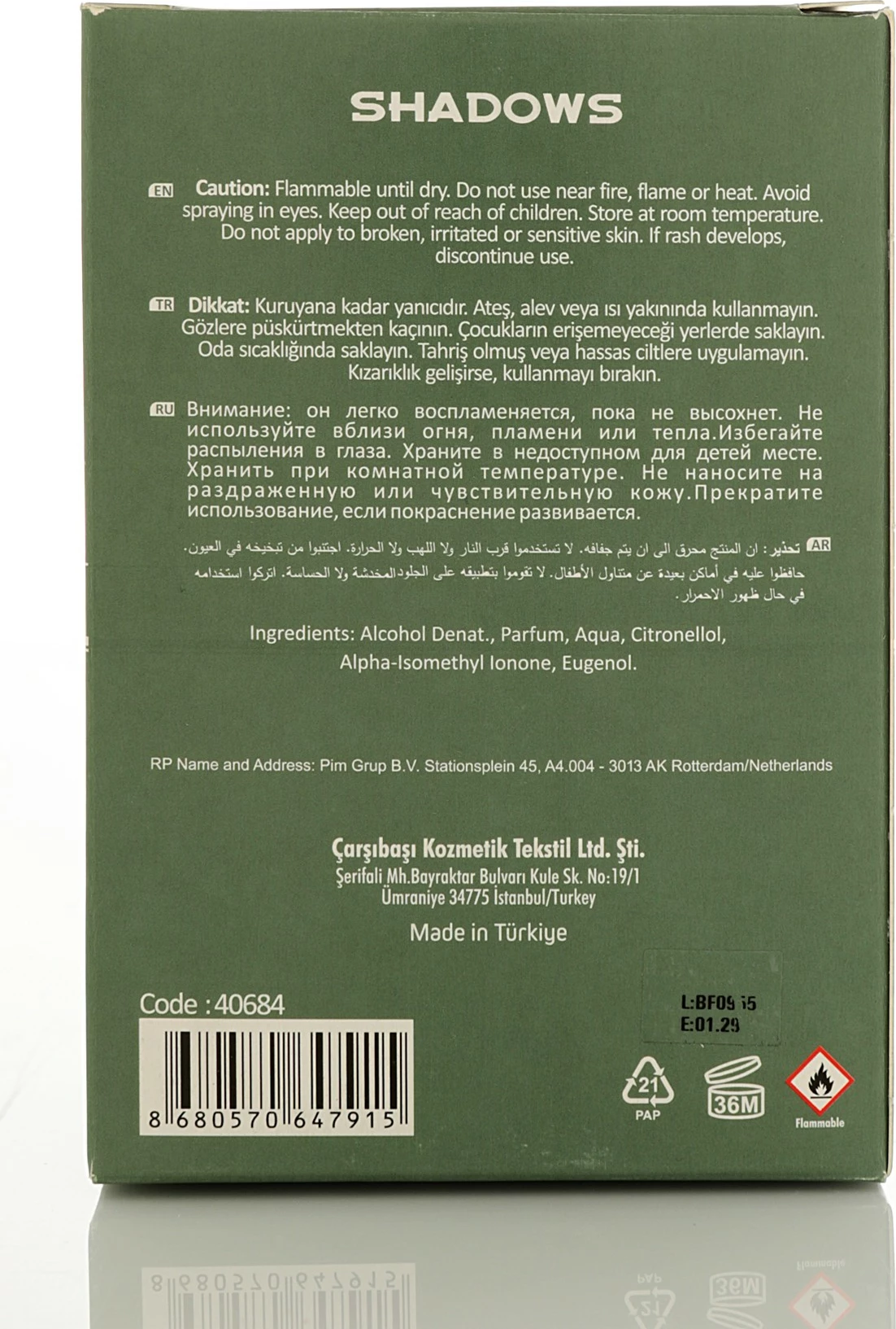 Parfum për burra Alberto Taccini Shadows, 100ml