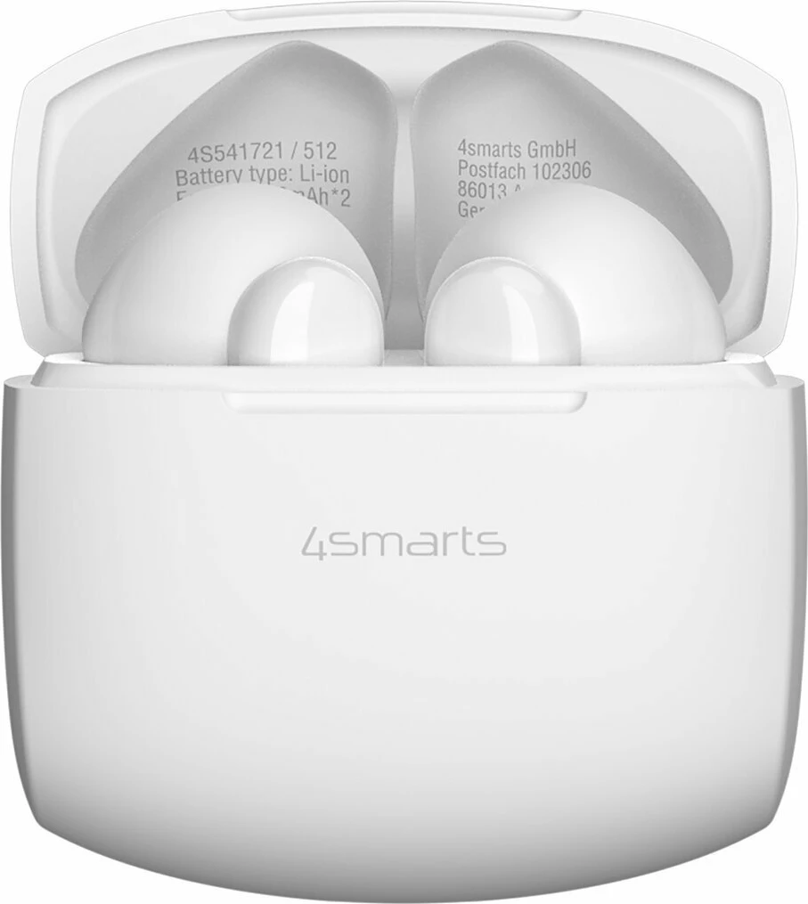 Kufje wireless 4smarts SkyBuds Air Bluetooth 5.4 me ENC dhe kuti karikimi, të bardha