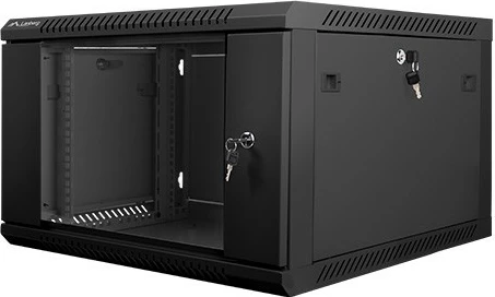 Kasë rrjeti Lanberg WF01-6606-10B, 19", 6U, 600x600mm, derë xhami, e zezë