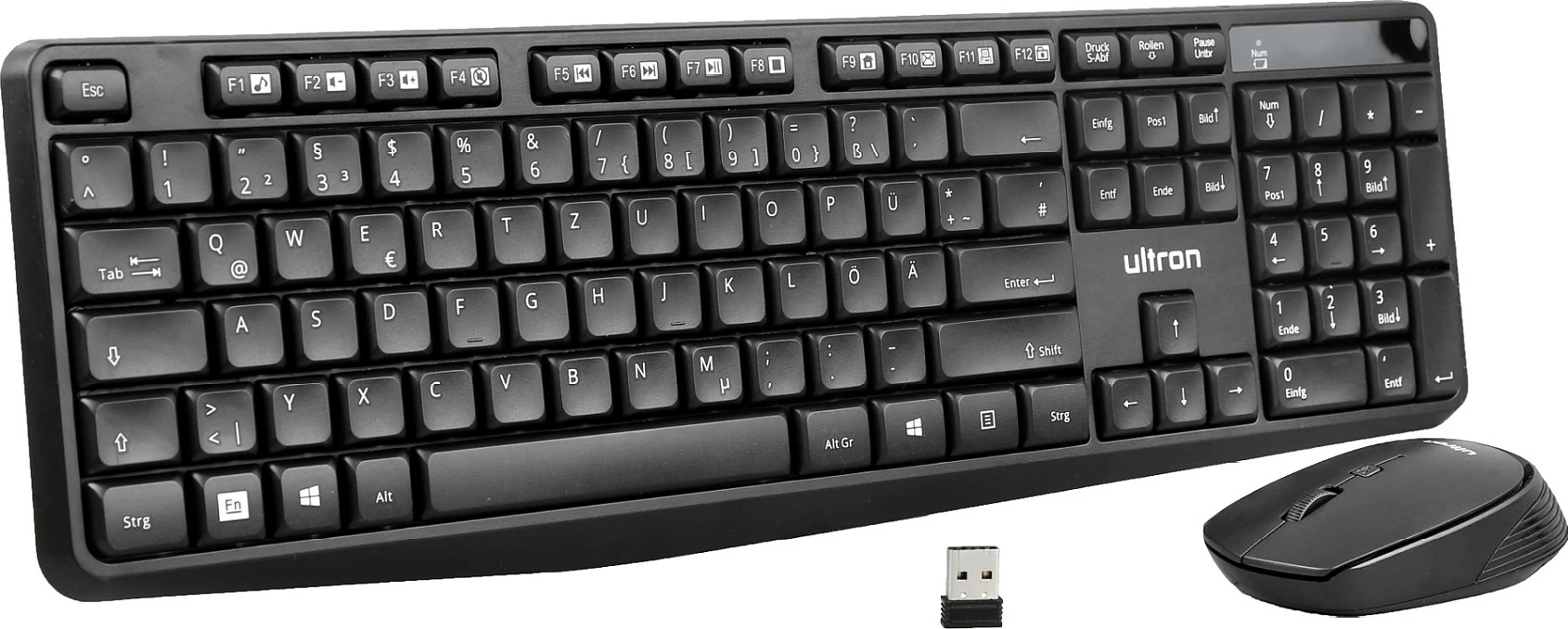 Set tastierë + Maus pa tela Ultron UMC300, full-size 100%, RF 2.4GHz, 1600 DPI, i zi