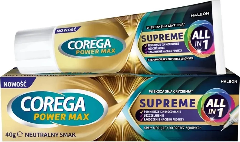 Krem për fiksim të protezave Corega Power Max Supreme All-in-1, 40g