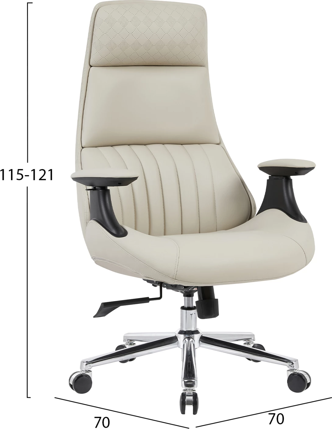 Karrige zyre Pulse FH1234.02, lëkurë sintetike bezhë, bazë e kromuar, 73x70x115-121 cm
