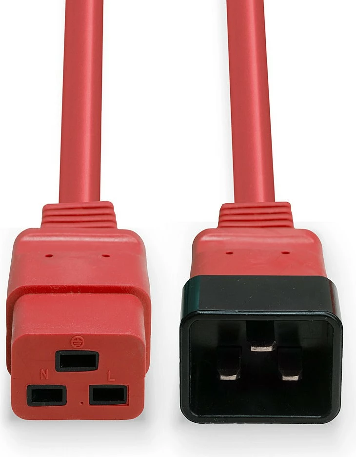 Kabllo zgjatues energjie LINDY IEC C19 në C20, 3m, e kuqe