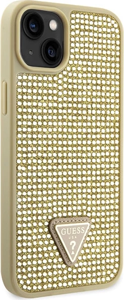 Mbështjellës Guess Rhinestone Triangle për iPhone 14 Plus 6.7", i artë, hardcase