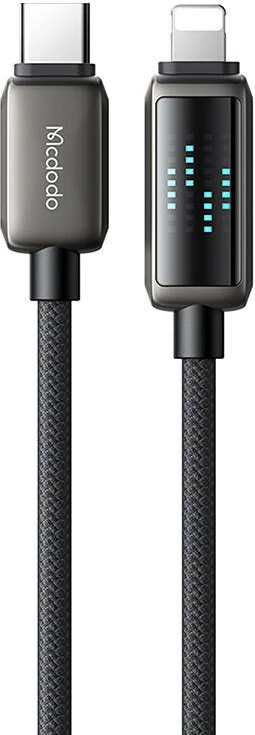 Kabllo Mcdodo CA-2630 USB-C në Lightning, 1.2m, 36W, ekran LED, e zezë