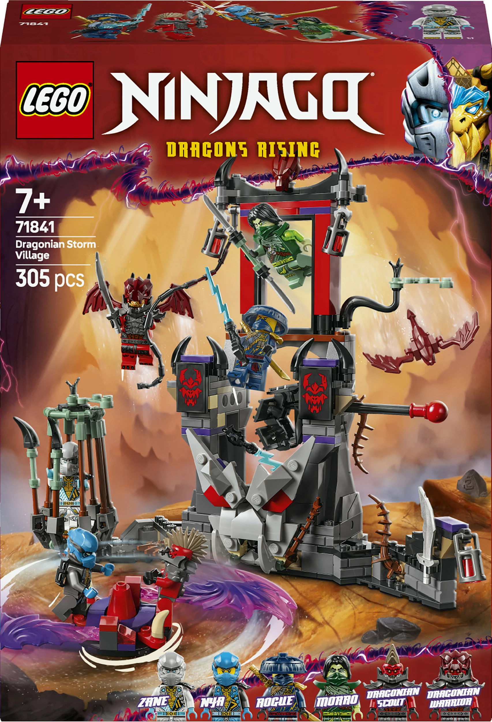 Set ndërtimi LEGO NINJAGO 71841 Dragonian Storm Village, 305 copë, 7+, shumëngjyrësh