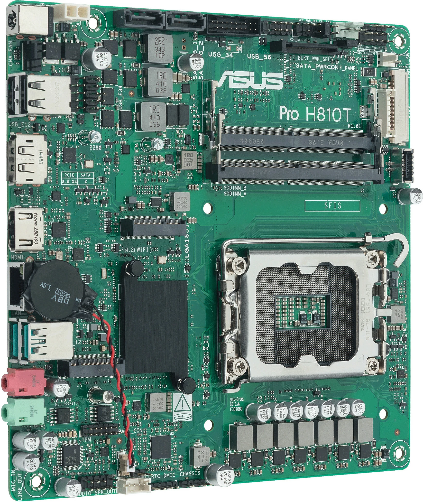 Pllakë amë ASUS Pro H810T-CSM, LGA1851, Intel H810, DDR5 SO-DIMM, Thin Mini-ITX