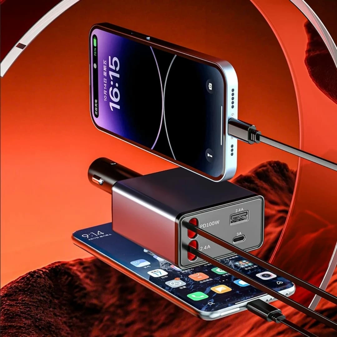 Karikues Makine 100W me Kabllo të Integruara dhe PD Fast Charging