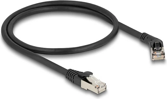 Kabllo rrjeti DeLOCK Cat6A RJ45 0.5m, S/FTP, njëra anë 45° e përkulur, e zezë