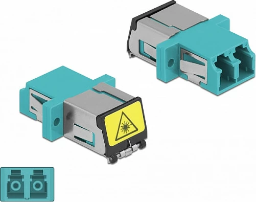 Adapter fibër optike DeLOCK LC/LC Duplex OM3 multimode, Aqua