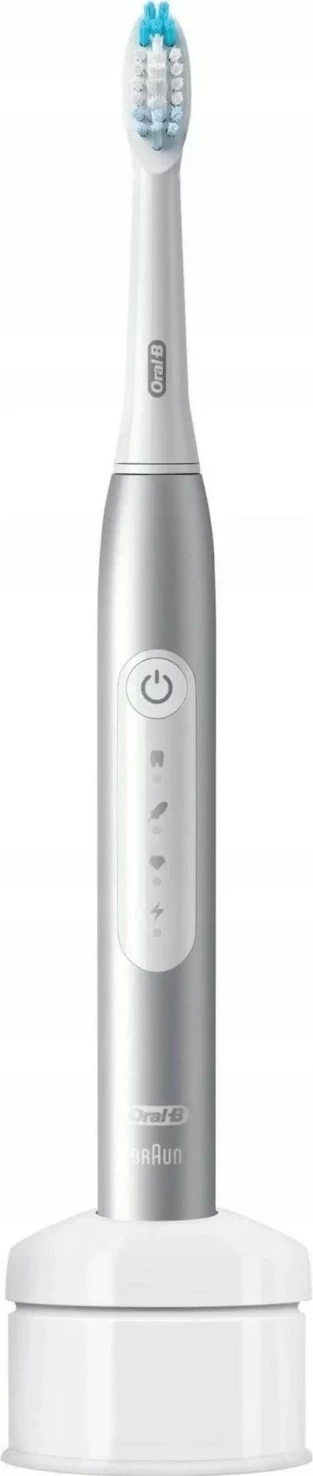 Furçë dhëmbësh elektrike Oral-B Pulsonic Slim Luxe 4000, sonike, 3 mënyra, me timer, argjendi