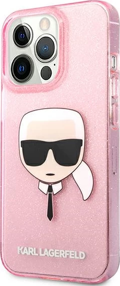 Mbështjellës Karl Lagerfeld KLHCP13XKHTUGLP për iPhone 13 Pro Max, hardcase, rozë me glitter