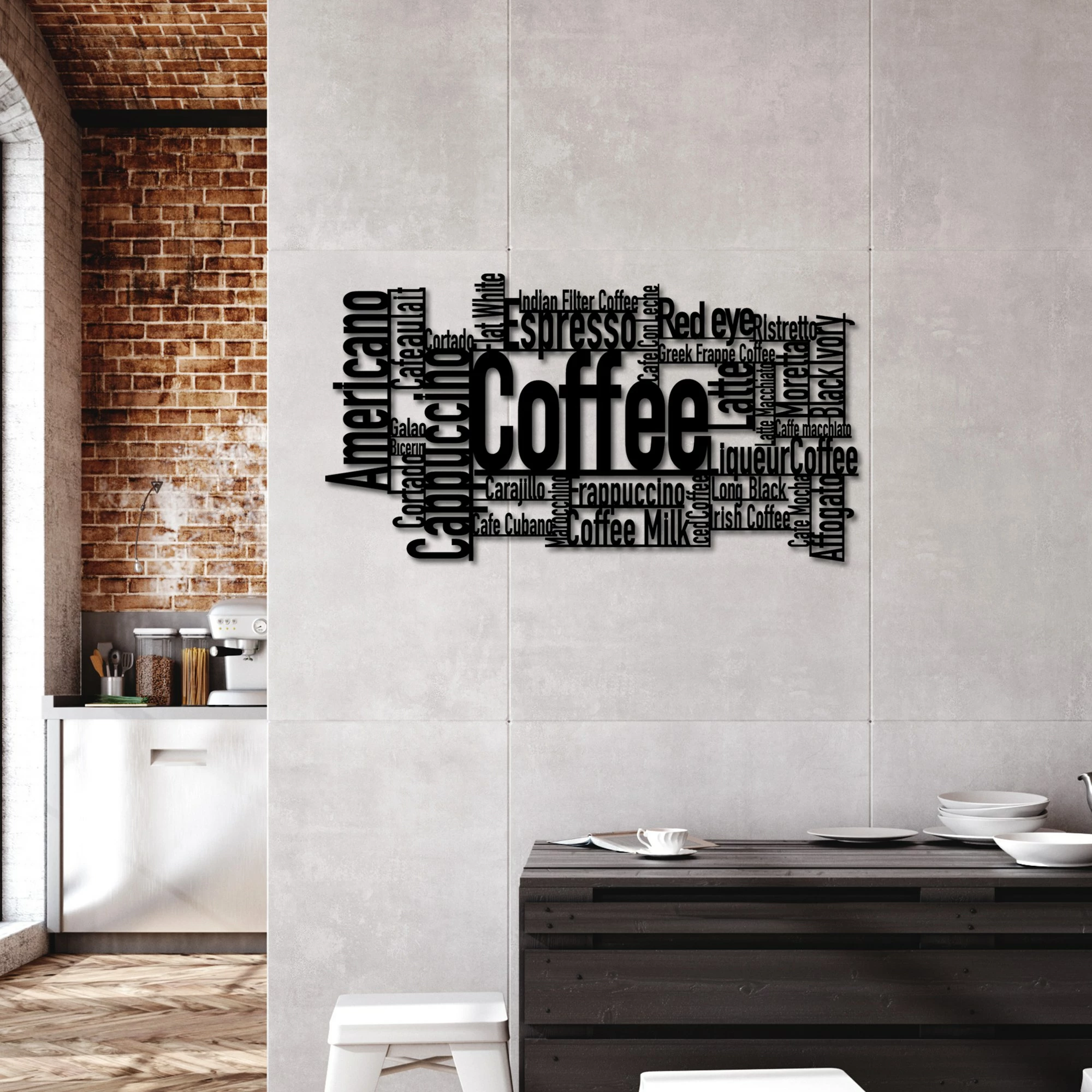 Aksesor dekorativ metalik për mur, Wallity, Coffee Or What?