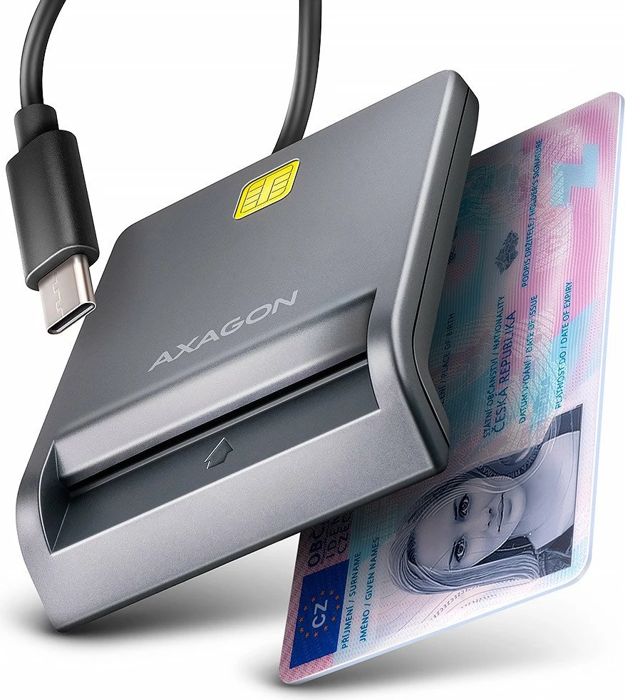 Lexues kartele identifikimi Axagon CRE-SM3TC USB-C (USB 2.0), 480 Mbps, kabllo 1.2 m, gri