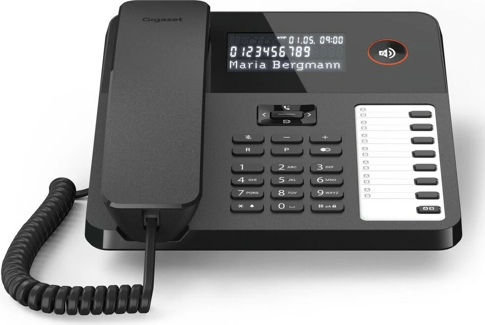 Telefon fiks Gigaset DESK 600, analog, 100 kontakte, ekran LCD, i zi