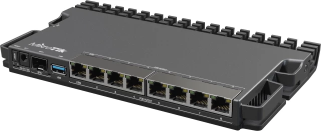Router MIKROTIK RB5009UPr+S+IN, 8x PoE-in/PoE-out, 1x 2.5GbE, 7x 1GbE, 10G SFP+, USB 3.0, zi