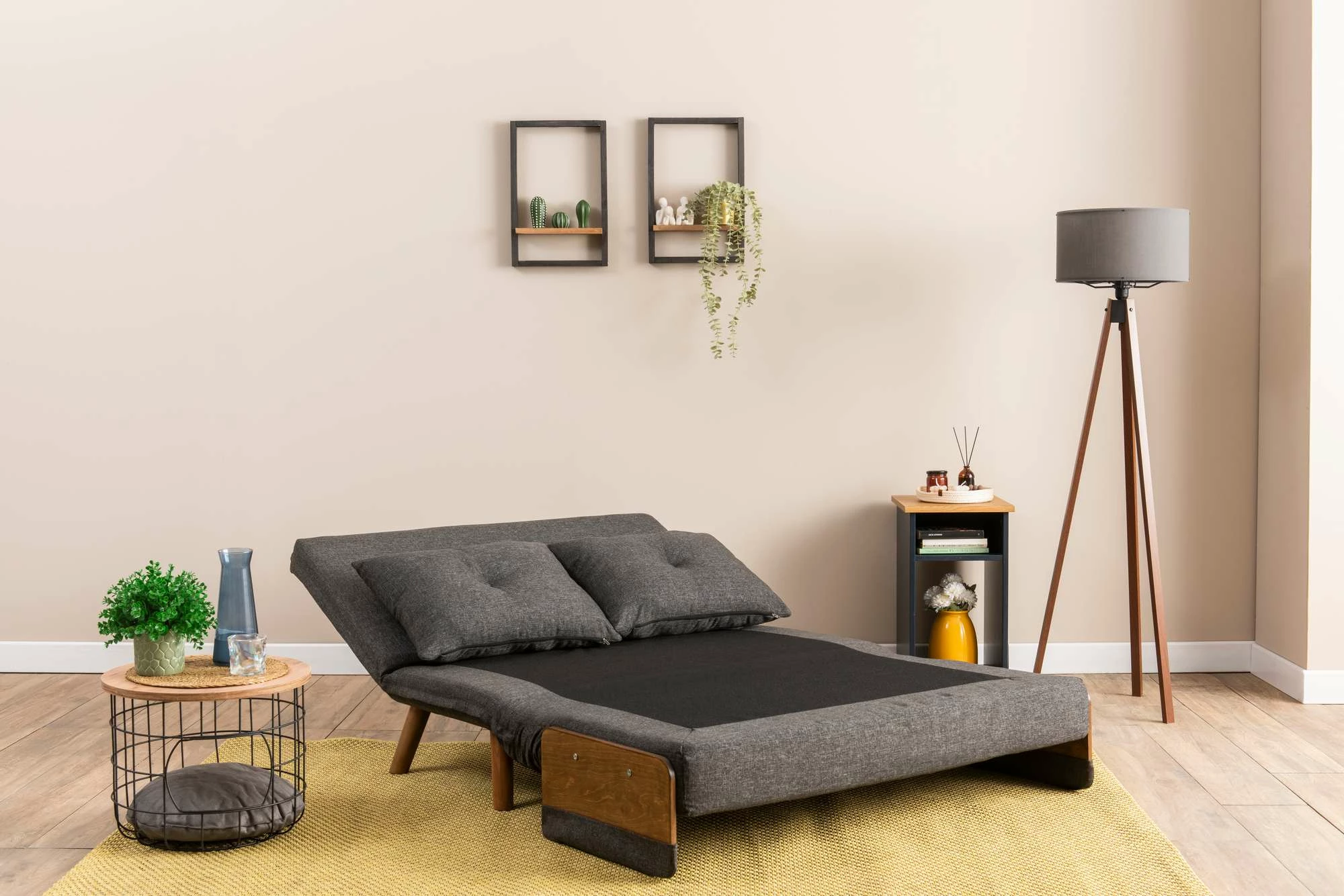 Divan-krevat dy vendesh, Cosmo, ngjyrë gri e errët