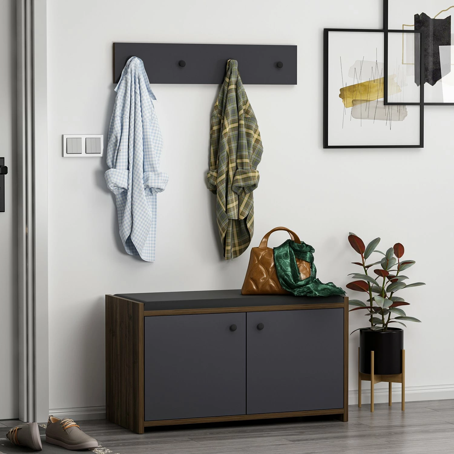 Dollap këpucësh Hanah Home, Zen, antracit