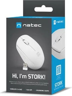 Maus wireless Natec Stork NMY-2188, 1600 DPI, i bardhë