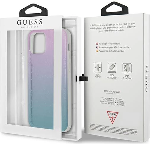 Mbështjellës Guess 4G 3D Pattern për iPhone 12 Pro Max, 6.7", blu/rozë