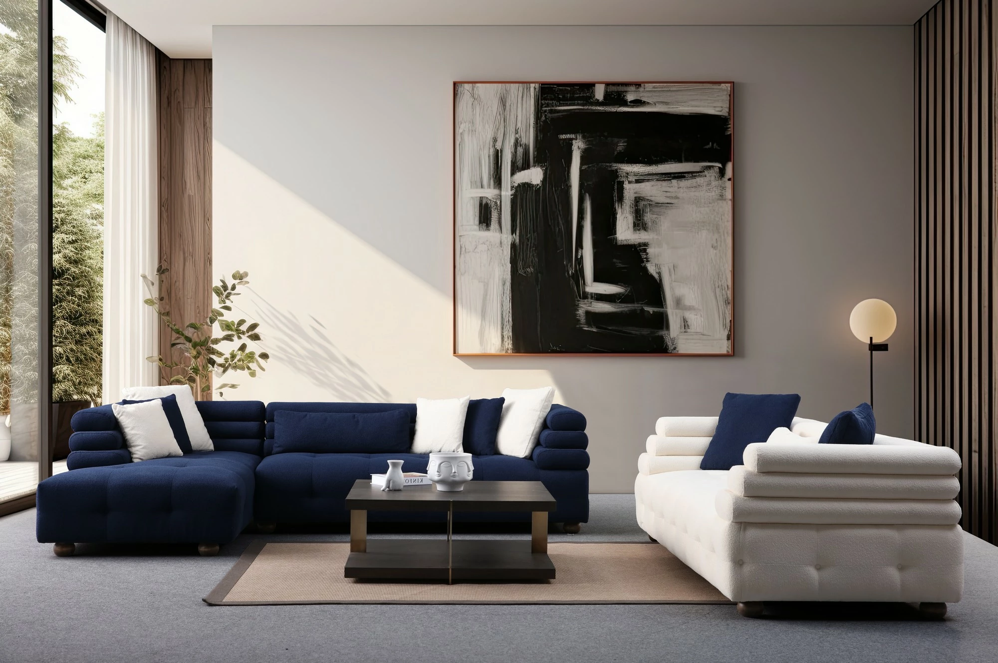 Këndare Boston, ngjyrë blu nate, Atelier del Sofa, majtas