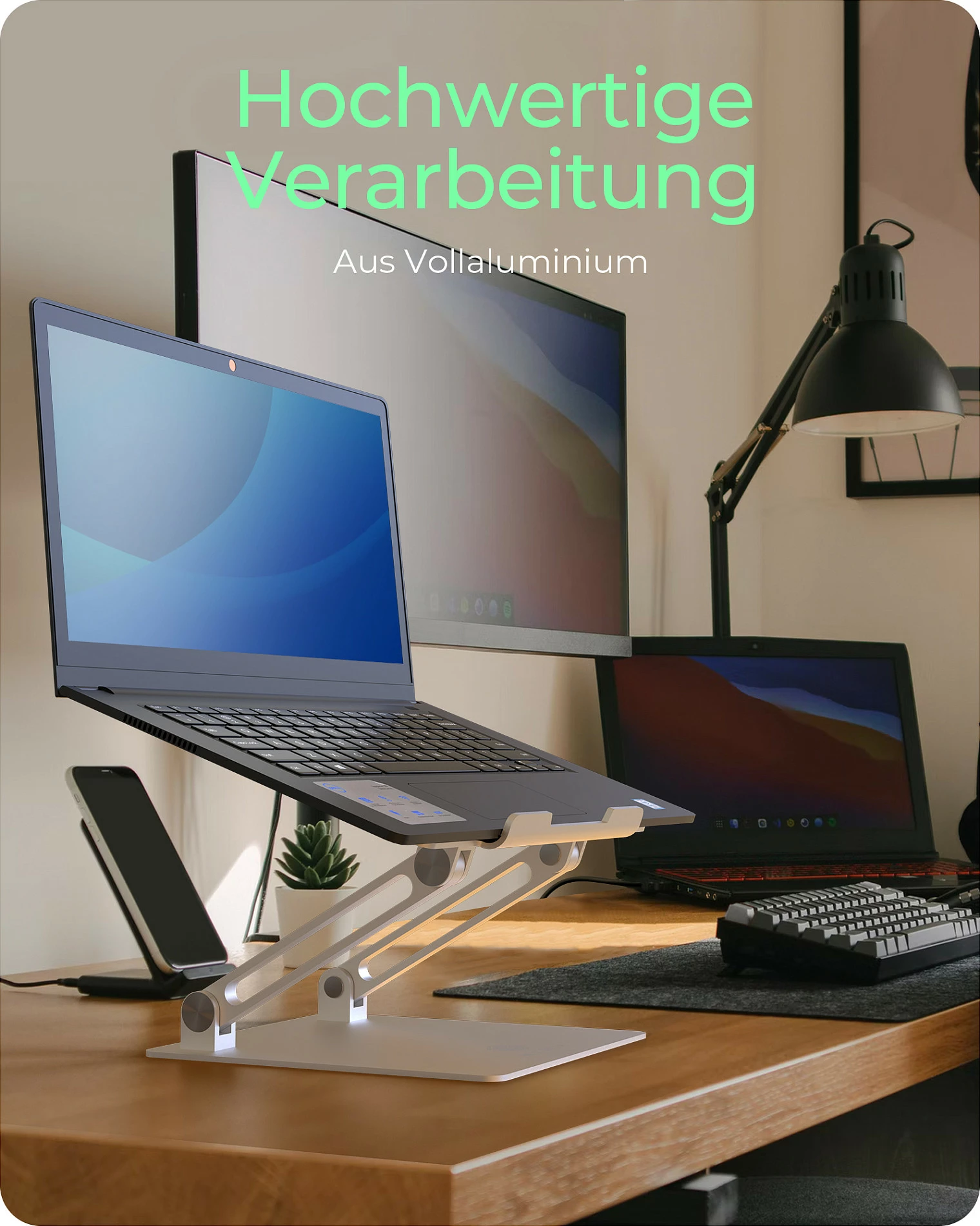 Mbajtëse laptopi ICY BOX IB-NH300, alumini, 17", rregullim lartësie, argjendtë