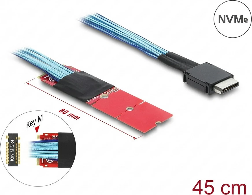 Adapter DeLOCK M.2 Key M në OCuLink SFF-8611, kabllo 45 cm