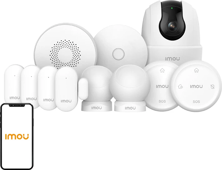 Sistem alarmi shtëpie IMOU Alarm Kit-11 Ranger 2C, kamerë 3MP, Zigbee/Wi‑Fi, set komplet, i bardhë