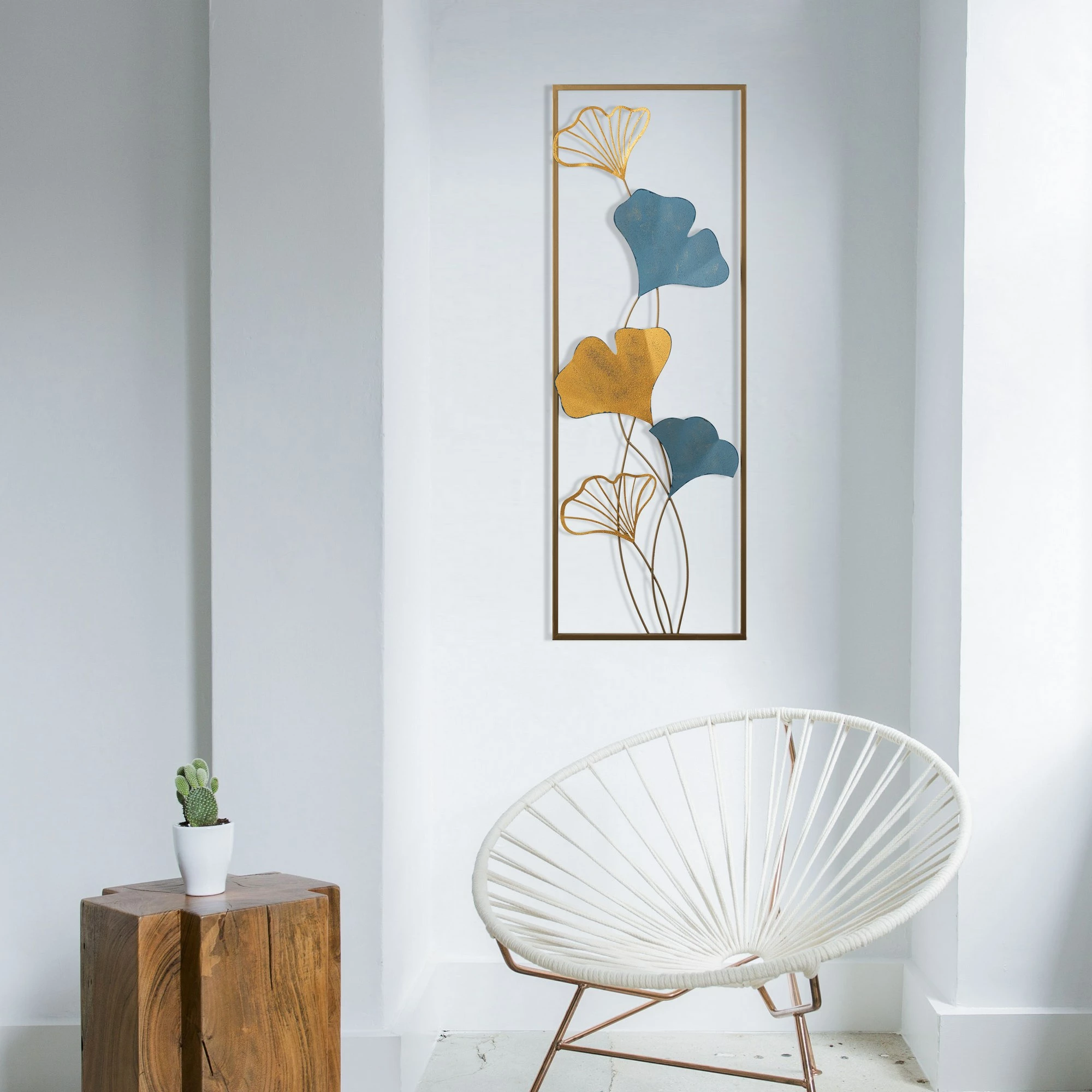Aksesor dekorativ metalik për mur, Wallity Nadide - 2, shumëngjyrësh, 32x5x90cm