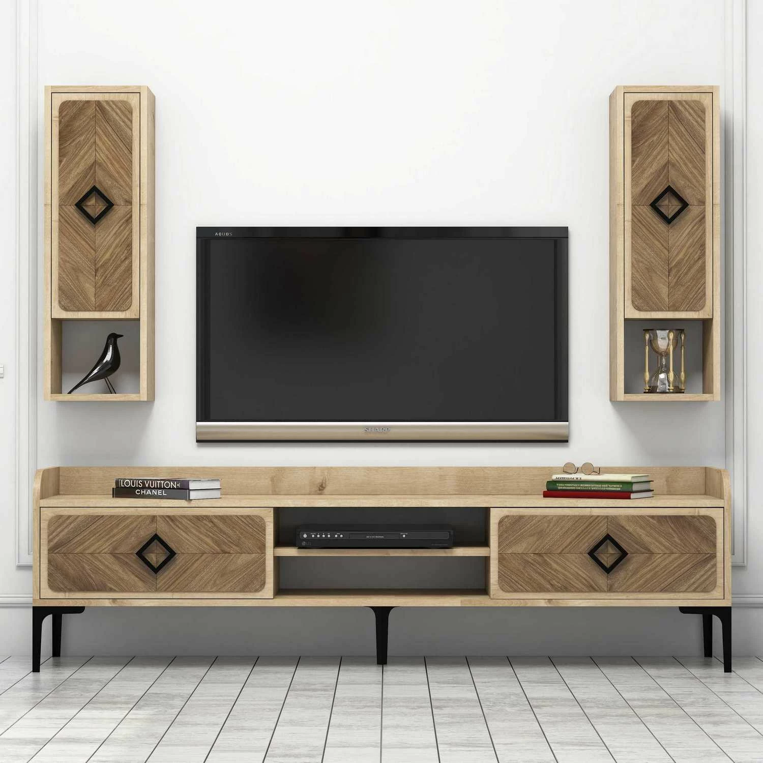 Komplet mobile për TV, ngjyrë lisi, Samba, Hanah Home