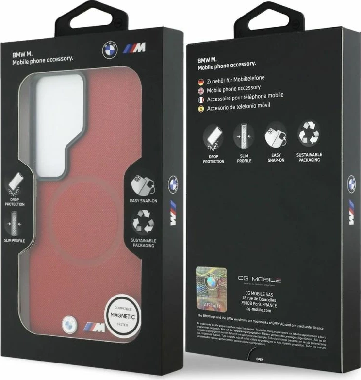 Case BMW M Metal Logo MagSafe për Samsung Galaxy S26 Ultra, e kuqe