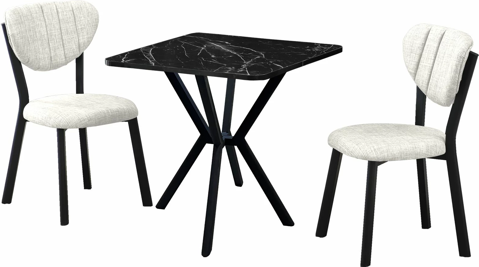 Set tavoline e zgjatshme me karrige (3 copë), Skye Decor, elma-krem, e zezë