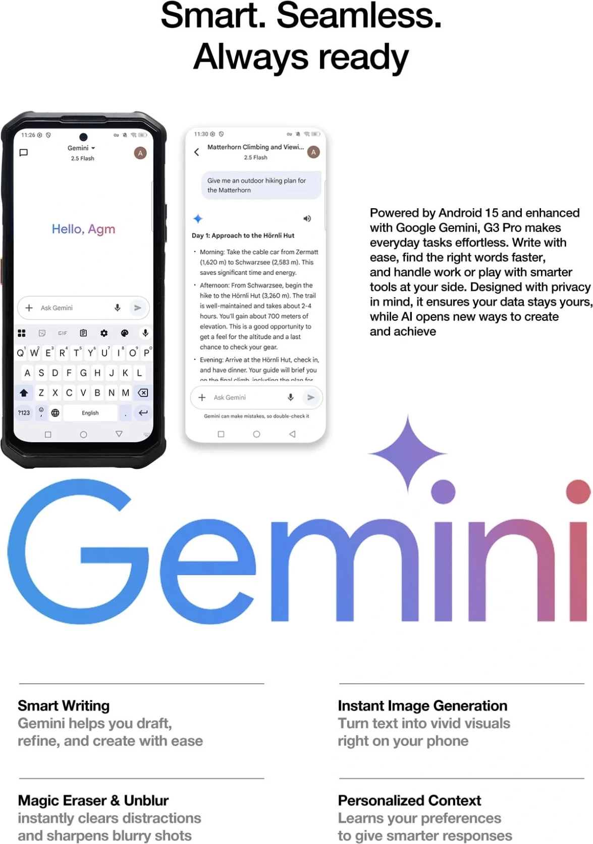 Celular AGM G3 Pro 12GB (+12GB) RAM / 512GB, kamerë termike, bateri 10000 mAh, zi/gri