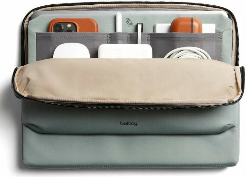 Mbështjellës laptopi Bellroy Laptop Caddy 14\" DLCA-EUC-230, me xhepa për aksesorë, jeshile (Eucalyptus)