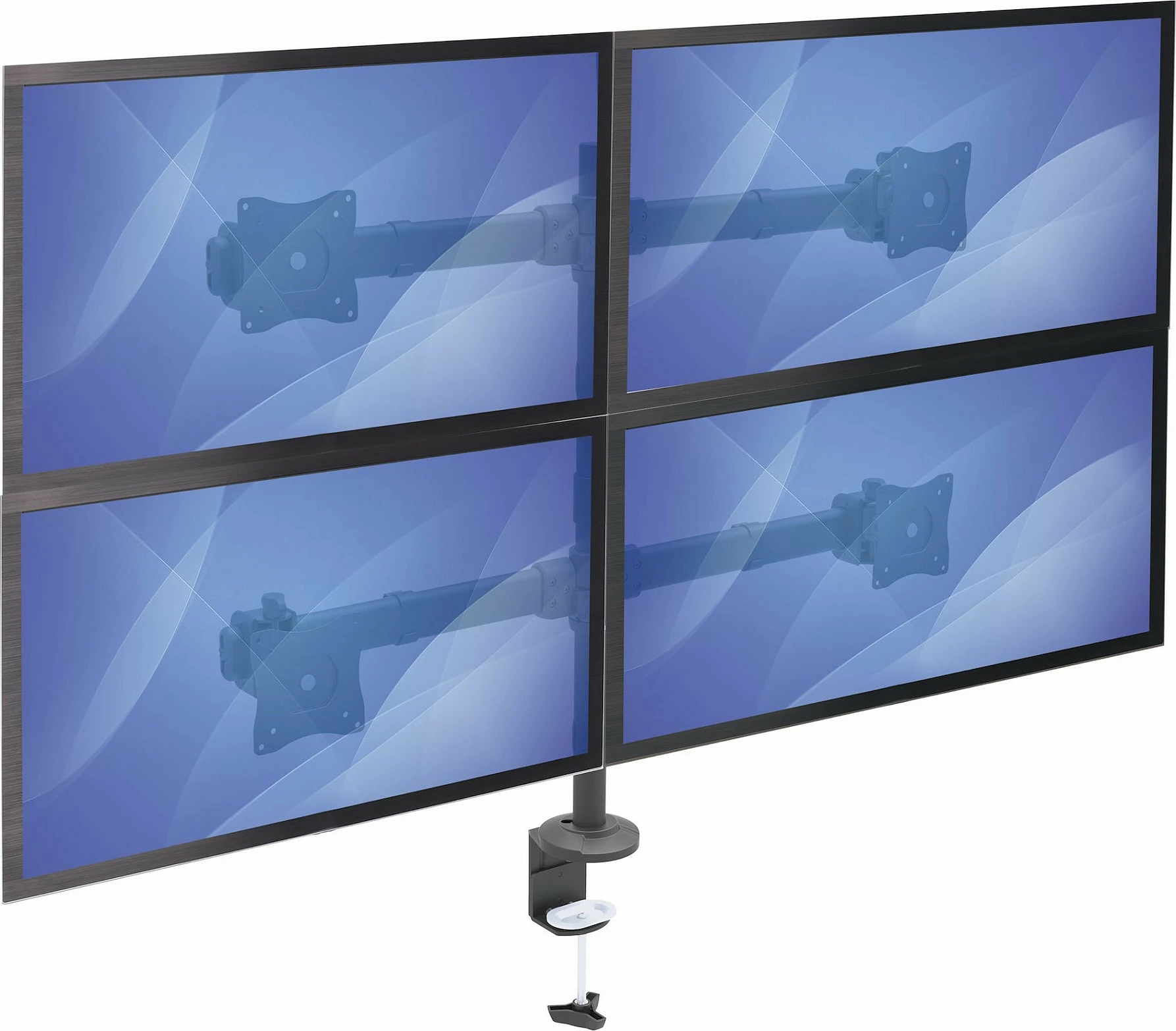 Mbajtës për 4 monitorë StarTech Quad, VESA 75x75/100x100, montim në tavolinë clamp/grommet, i zi