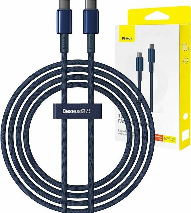 Kabllo USB-C në USB-C Baseus Tungsten Gold P10319800321-04 2m PD 100W 5A, kaltër