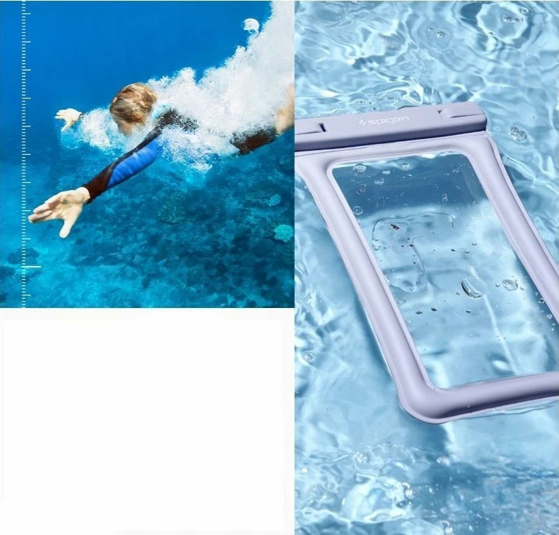 Mbështjellës i papërshkueshëm nga uji për Celular Spigen Aqua Shield A610, deri 6.9\", IPX8, aqua blue, set 2 copë