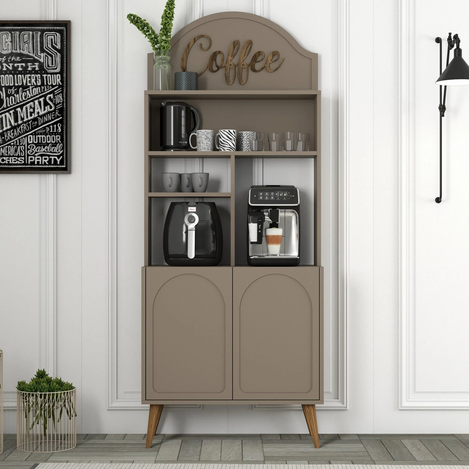 Dollap për kafe, ngjyrë Atlas dhe arre, Skye Decor, 81.3x201x35cm