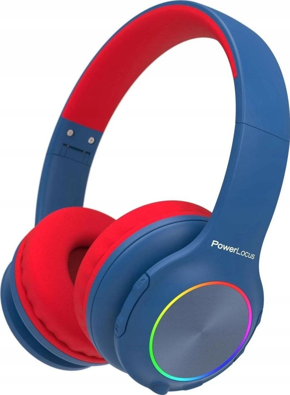 Kufje PowerLocus PLED Kids, Bluetooth + 3.5mm, LED, microSD, me mikrofon, blu/kuqe