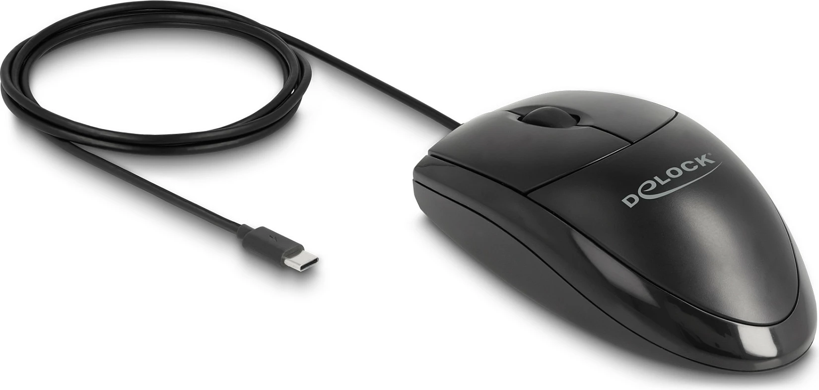 Maus DeLOCK 12114, me kabllo USB-C, 1200 DPI, silent click, i zi