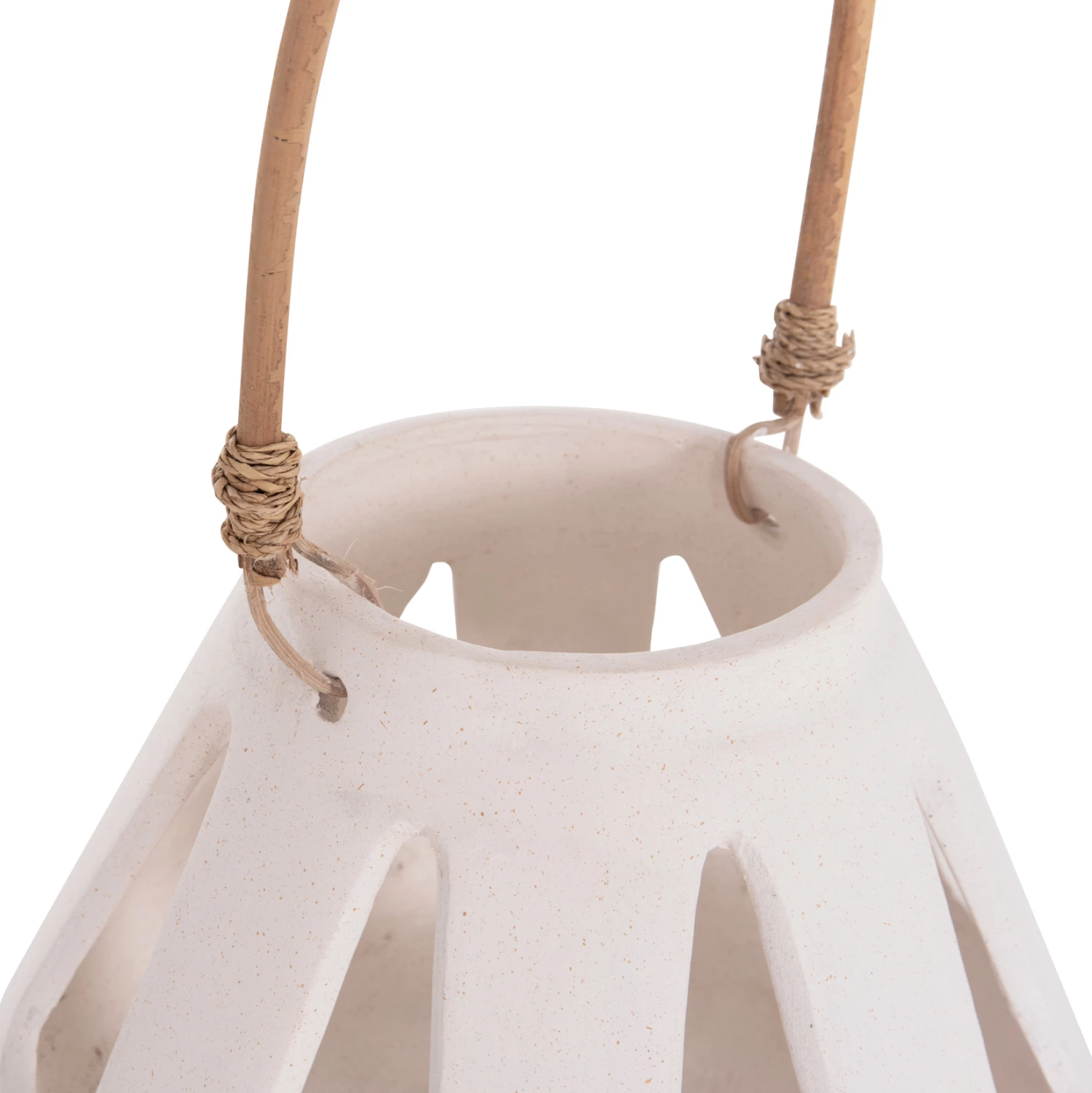 Llambë dekorative tavoline, fibër çimentoje e bardhë, dorezë ratan, ERANTYL FH4696.02S, 25x17cm