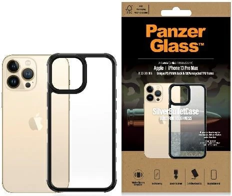 Mbështjellës PanzerGlass ClearCase për iPhone 13 Pro Max, transparent dhe zi