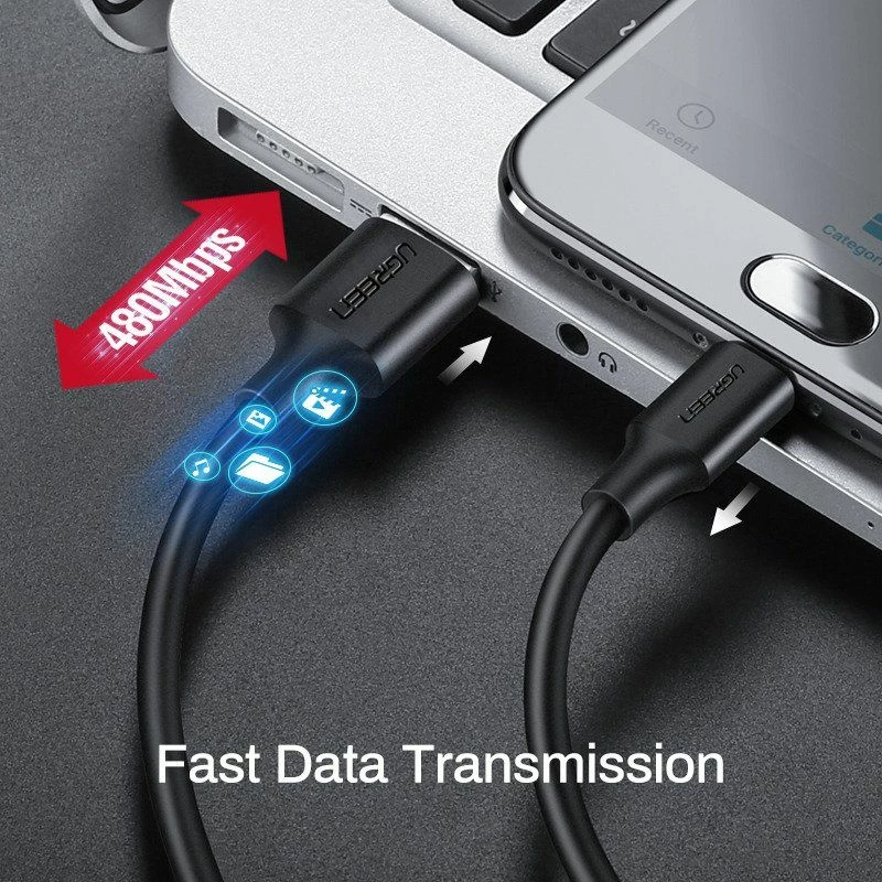 Kabllo USB-A në microUSB Ugreen US289/60137 1.5 m Quick Charge 3.0, 2.4 A, 480 Mb/s, e zezë