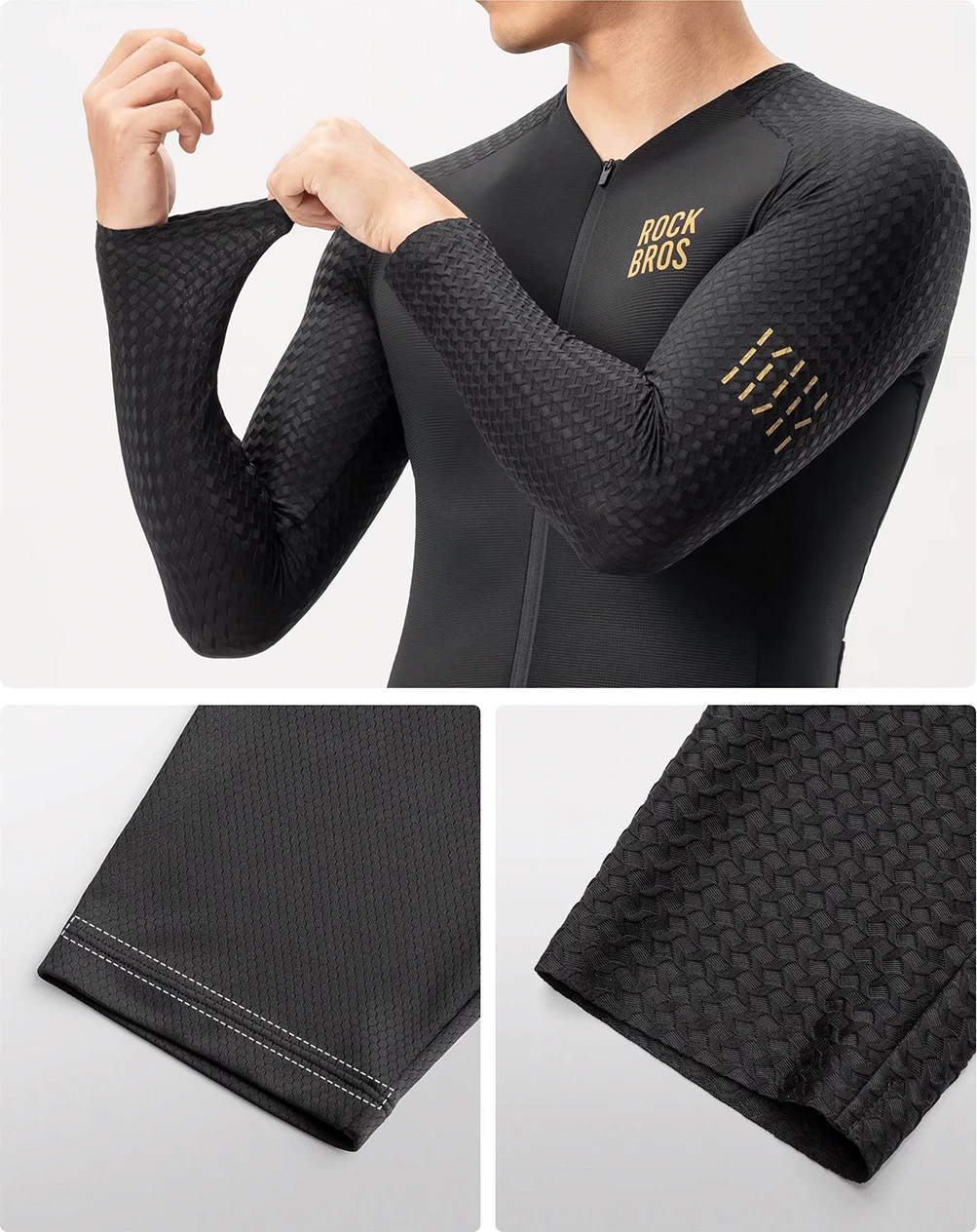 Fanellë çiklizmi me mëngë të gjata Rockbros YDCX008 Diamond XL, 3D mesh frymëmarrëse, reflektuese, me zinxhir të plotë, e zezë